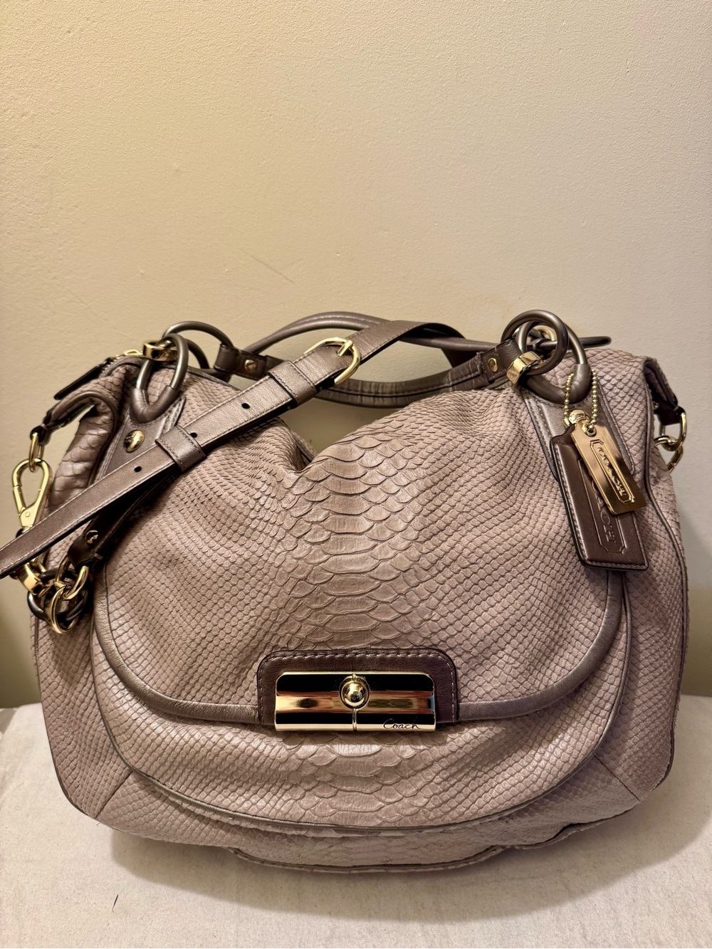 Authentic Vintage Coach Kristen Python Embossed Leather Satchel Bag EUC